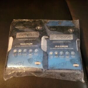 Allerease Maximum Zippered Pillow Protectors 2 Pack Standard Queen White New